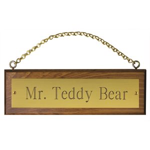 WOODEN STALL SIGN W / BRASS PLATE & CHAIN - KIT