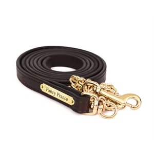 3 / 4" LEATHER LEAD W / BRASS CHAIN & PLATE