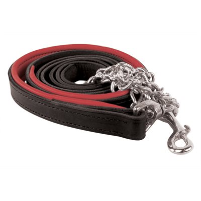 BLACK / RED PADDED LEAD W / STAINLESS STEEL CHAIN