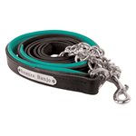 BLACK / TURQUOISE PADDED LEATHER LEAD W / PLATE