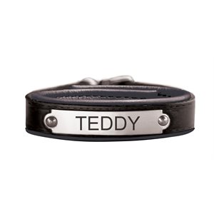 PADDED LEATHER BRACELET WITH PLATE