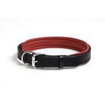 BLACK / RED SMALL PADDED LEATHER DOG COLLAR