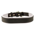 BLACK / WHITE EXTRA SMALL PADDED LEATHER DOG COLLAR