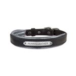 EXTRA LARGE BLACK / METALLIC SILVER PADDED LEATHER DOG COLLAR W / PLATE