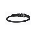 EXTRA SMALL BLACK ROLLED LEATHER DOG COLLAR
