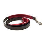 BLACK / RED PADDED LEATHER DOG LEASH -5'