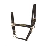 BLACK YEARLING 3 / 4" LEATHER TURNOUT HALTER W / PLATE