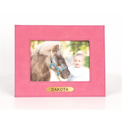 PINK 5x7 LEATHER FRAME W / PLATE